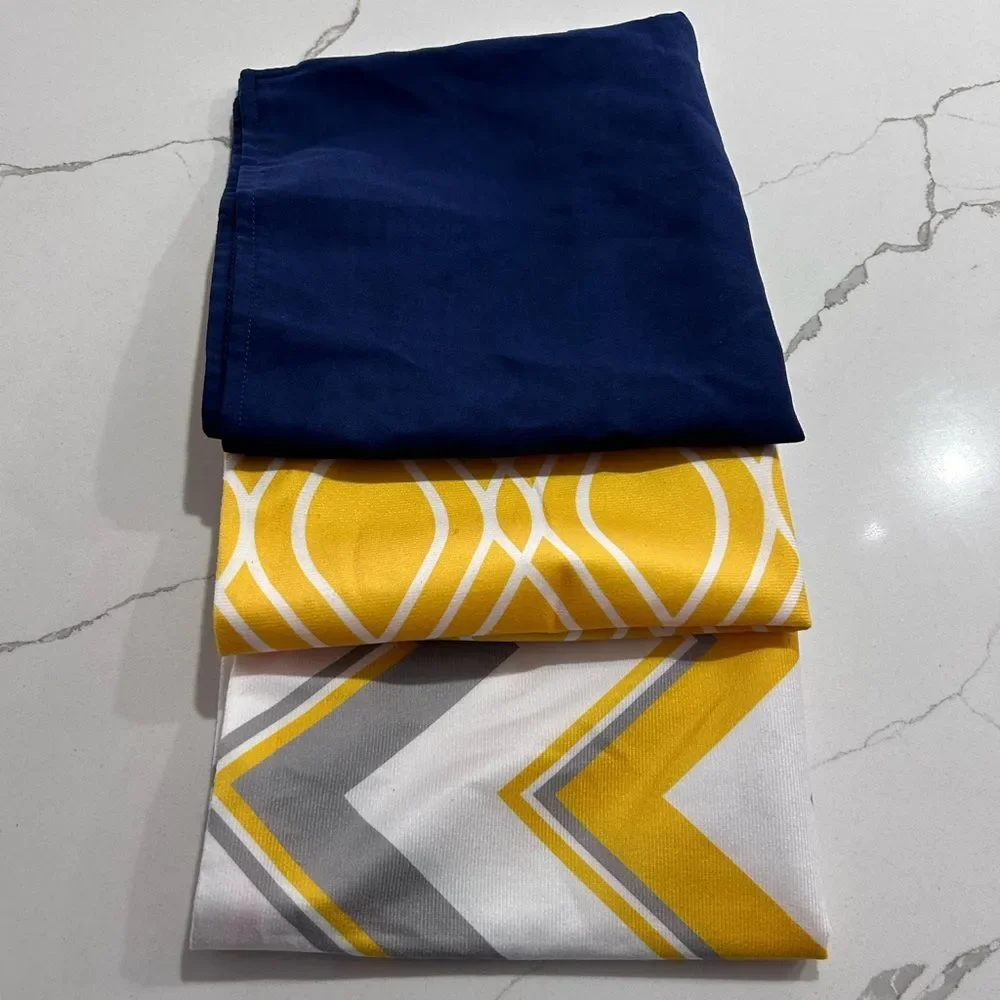Bundle 3 pillowcases Navy & Yellow & Grey & White